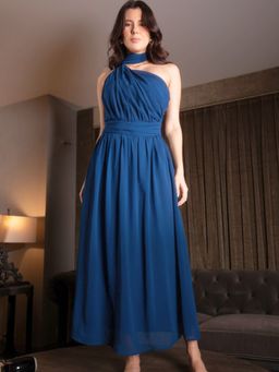 IS.U - Women Navy Blue Solid Maxi Dress
