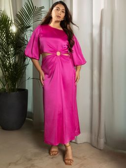 IS.U - Women Pink Solid Maxi Dress
