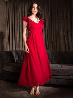 IS.U - Women Magenta Solid Maxi Dress