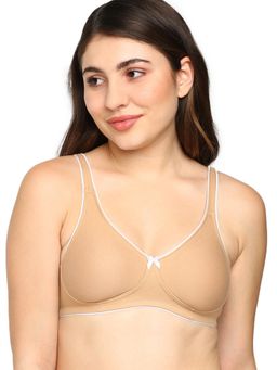 BLOSSOM - Seamless Medium Coverage T-Shirt Bra with Wide Fabric Straps Beige