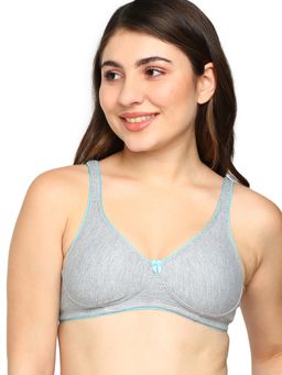 BLOSSOM - Seamless Medium Coverage T-Shirt Bra with Wide Fabric Straps Grey