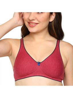 BLOSSOM - Seamless Medium Coverage T-Shirt Bra with Wide Fabric Straps Maroon