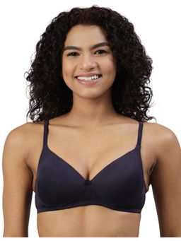 BLOSSOM - Lightly Padded Polyamide Bra with Fabric-Covered Straps Black