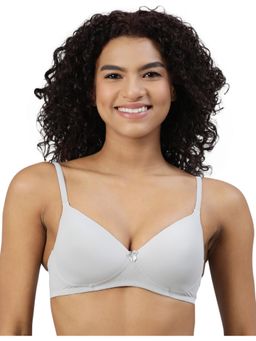 BLOSSOM - Lightly Padded Polyamide Bra with Fabric-Covered Straps Grey