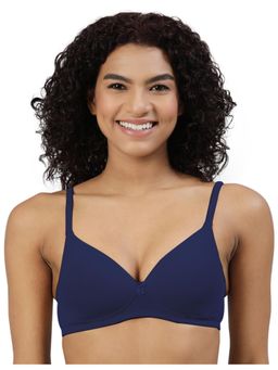 BLOSSOM - Lightly Padded Polyamide Bra with Fabric-Covered Straps Navy Blue
