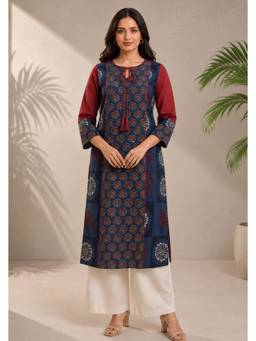 PANCHRANGA - Ruhani Indigo Hand Ajrakh Cotton Kurta