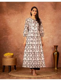 Sivi - Black Hand Block Printed Cotton Kurta and Palazzo