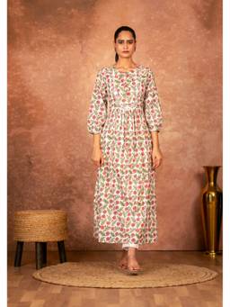 Sivi - Off White Floral Printed Cotton Kurta with Pant