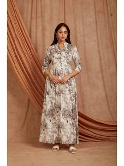 Sivi - Brown Printed Cotton Kurta with Pants