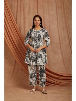 Sivi - Black Printed Cotton Kurta with Pants