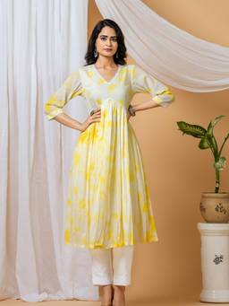 Sivi - Yellow Tie and Dye Kurta with Pant