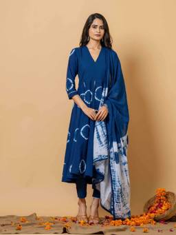 Sivi - Blue Tie Dye Kurta with Pants and Dupatta