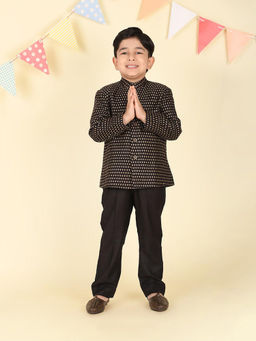Fabindia - Black Brocade Kurta and Trouser (Set of 2)