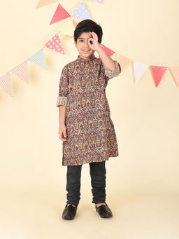 Fabindia - Blue Cotton Bagru Printed Long Kurta