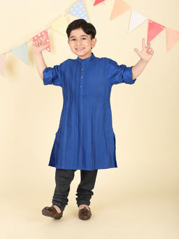 Fabindia - Blue Viscose Blend Long Kurta
