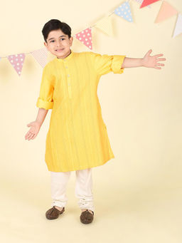Fabindia - Yellow Viscose Blend Long Kurta