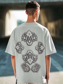 Bewakoof - Heavy Duty 1.0 Men's Vapour Blue Retro Rizz Graphic Printed Oversized T-shirt