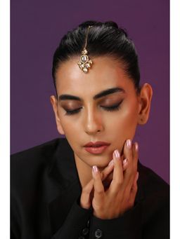 SWABHIMANN - White Gold Plated Kundan Maang Tikka