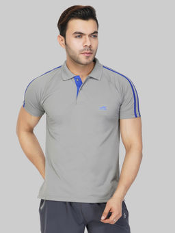 Vector X - Grey Polyester Regular Fit Sports Polo T-shirt For Men