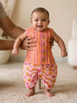 PSPeaches - Baby Boy Multi Printed Angrakha Kurta With Dhoti
