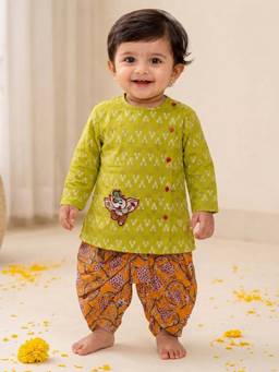 PSPeaches - Baby Boy Multi Printed Straight Fit Kurta With Dhoti