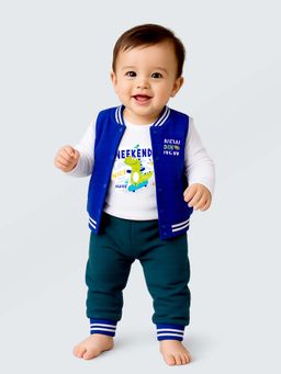Little Surprise Box - Unisex Dino Orange Blue Jacket and Onesie with Joggers