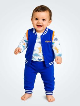 Little Surprise Box - Unisex Dino Orange Blue Jacket and Onesie with Joggers