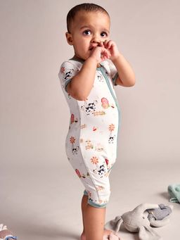 Bubz - Unisex Bamboo Baby Romper Two-Way Zip - Barn