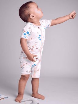 Bubz - Unisex Bamboo Baby Romper Two-Way Zip - Blossoms