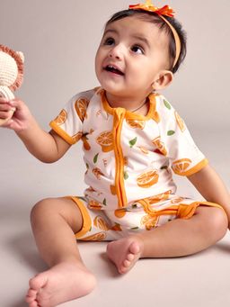 Bubz - Unisex Bamboo Baby Romper Two-Way Zip - Orange