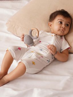 Bubz - Unisex Bamboo Baby Romper Two-Way Zip - Kites