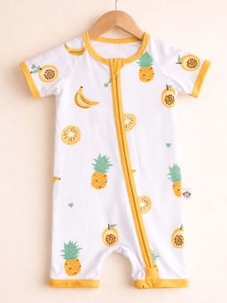 Bubz - Unisex Bamboo Baby Romper Two-Way Zip - Tropical Fruits