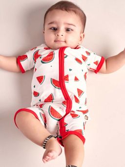 Bubz - Unisex Bamboo Baby Romper Two-Way Zip - Watermelon