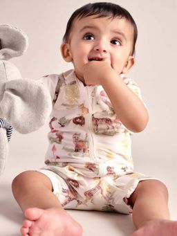 Bubz - Unisex Bamboo Baby Romper Two-Way Zip - Woods