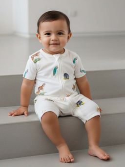 Bubz - Unisex Bamboo Baby Romper Two-Way Zip - Wild Wonders
