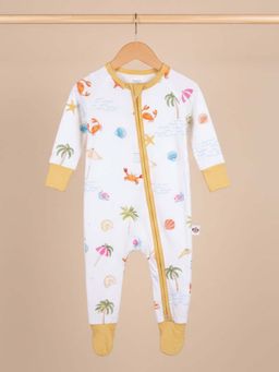 Bubz - Unisex Bamboo Baby Two-Way Zip Sleepsuit - Beach