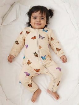 Bubz - Unisex Bamboo Baby Two-Way Zip Sleepsuit - Chasing Butterflies