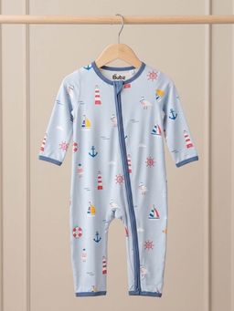 Bubz - Unisex Bamboo Baby Two-Way Zip Sleepsuit - Little Sailors