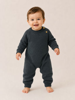 Mi Arcus - Grey Cotton Solid Fullsleeves Knitted Romper