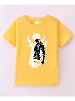 MALKIAT - Kids Yellow Blaze Shadow Printed Cotton T-Shirt