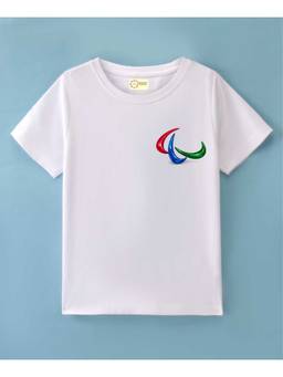 MALKIAT - Kids White Paralympic symbol Printed Cotton T-Shirt