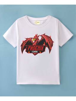 MALKIAT - Kids White Blaze Phoenix Printed Cotton T-Shirt