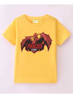 MALKIAT - Kids Yellow Blaze Phoenix Printed Cotton T-Shirt