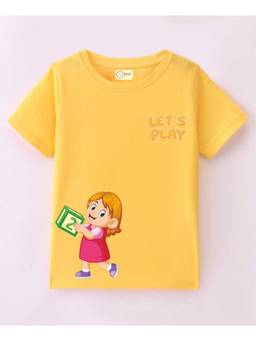 MALKIAT - Kids Yellow Little Fun Star Printed Cotton T-Shirt