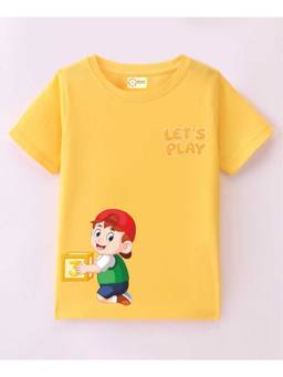 MALKIAT - Kids Yellow Playtime Hero Printed Cotton T-Shirt