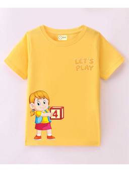 MALKIAT - Kids Yellow PlayNest Smart Printed Cotton T-Shirt