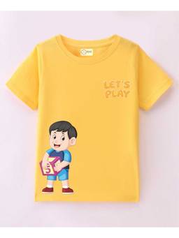 MALKIAT - Kids Yellow KidGenius Club Printed Cotton T-Shirt