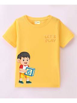 MALKIAT - Kids Yellow Number Fun Time Printed Cotton T-Shirt