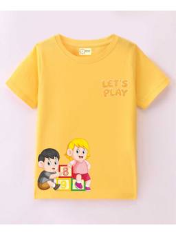 MALKIAT - Kids Yellow Fun with Numbers Printed Cotton T-Shirt