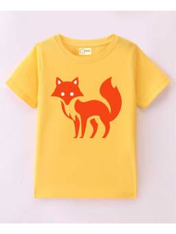 MALKIAT - Kids Yellow Sneaky Fox Printed Cotton T-Shirt